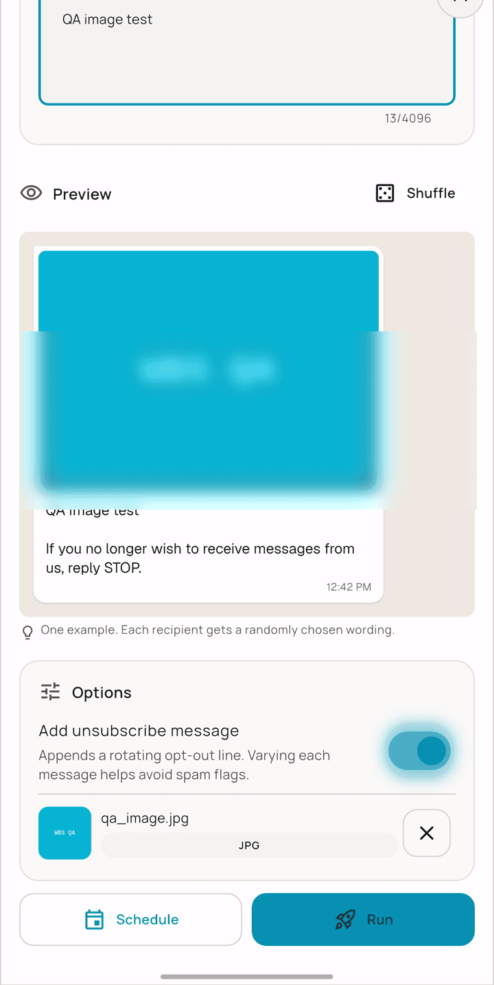 Attaching an image, a video, an audio file or a document