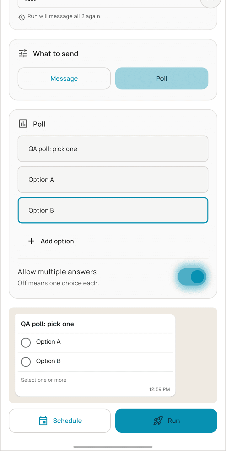 Building a poll: one question and its options