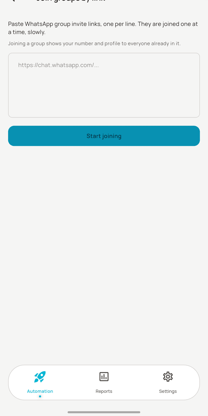 Joining a group from an invite link to reach its members