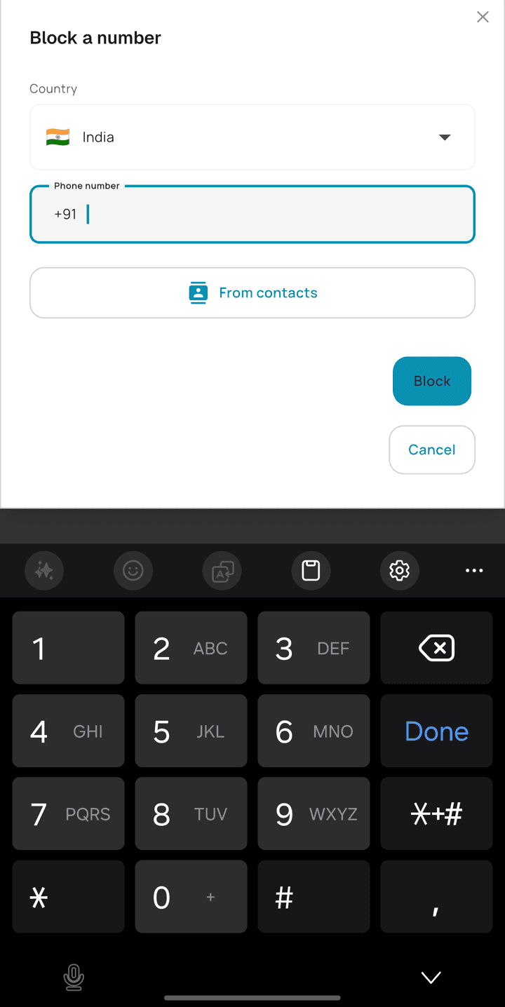 Adding a single number to the blocklist