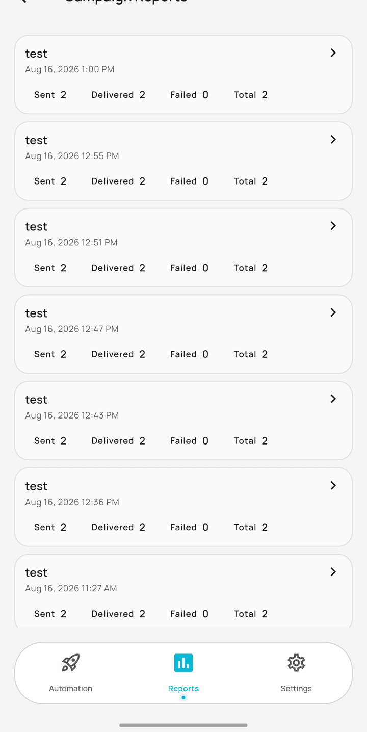 A campaign's totals — sent, failed and still queued