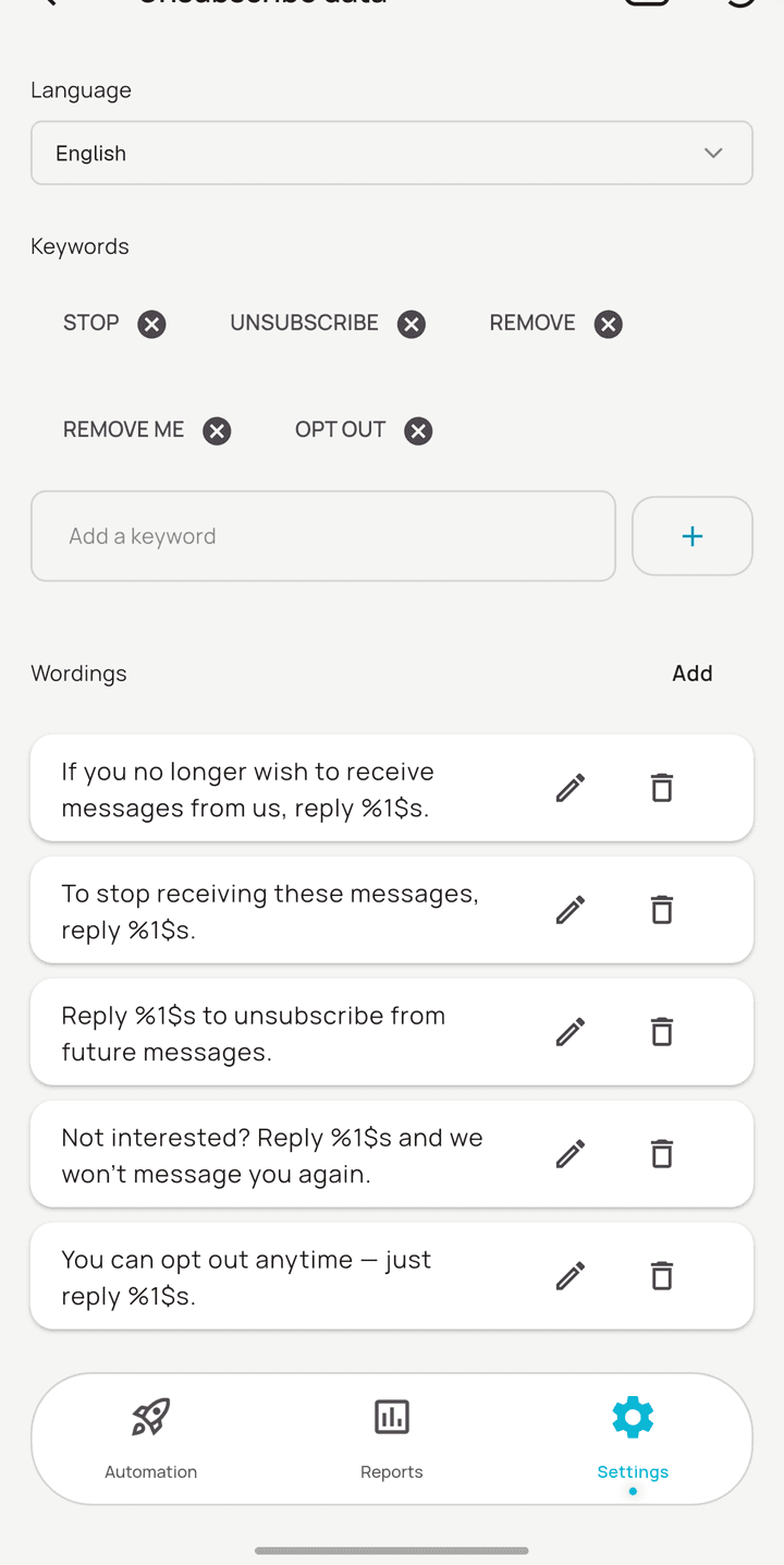 The opt-out keyword, and what it records