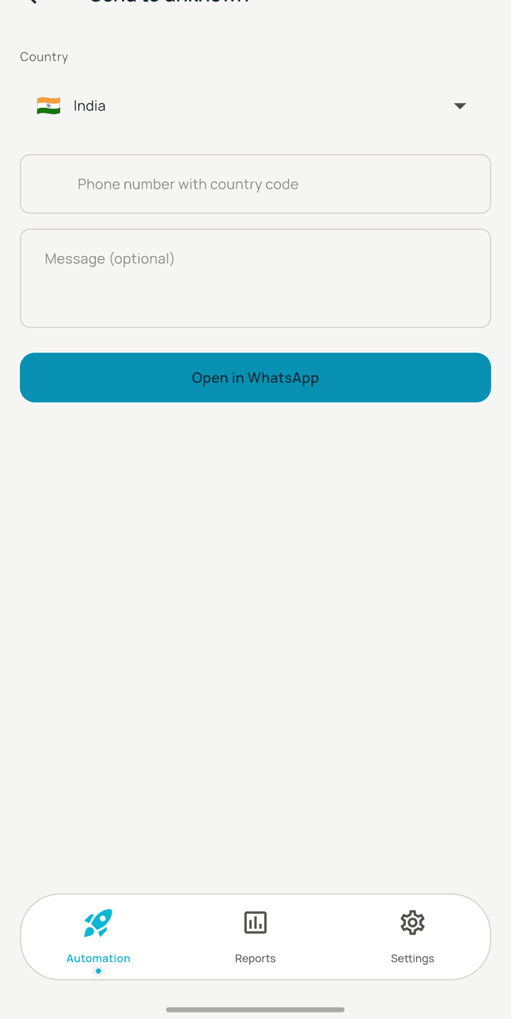 Sending to a number that is not in your phone contacts
