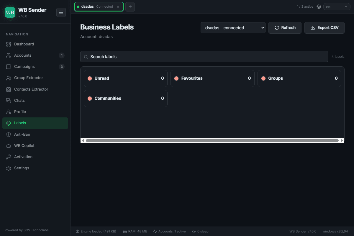 Business Labels UI