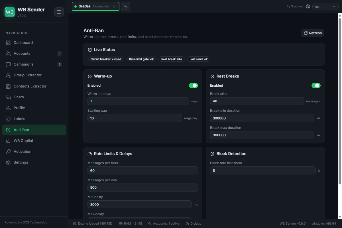 Anti-Ban settings