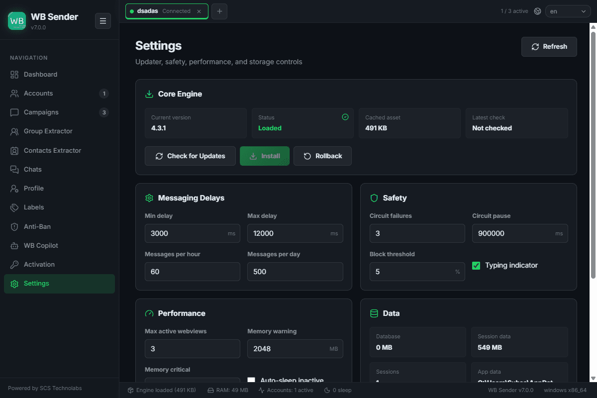 Settings Page