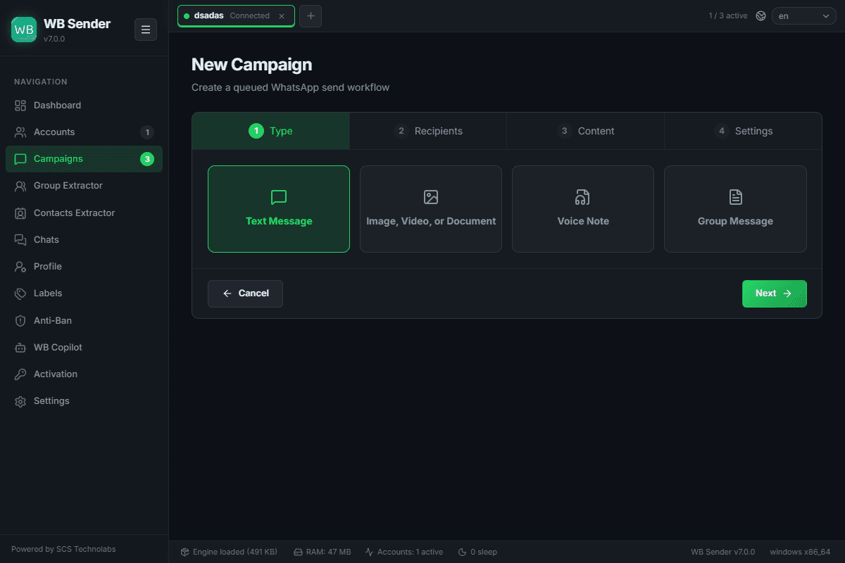 Campaign Create Wizard