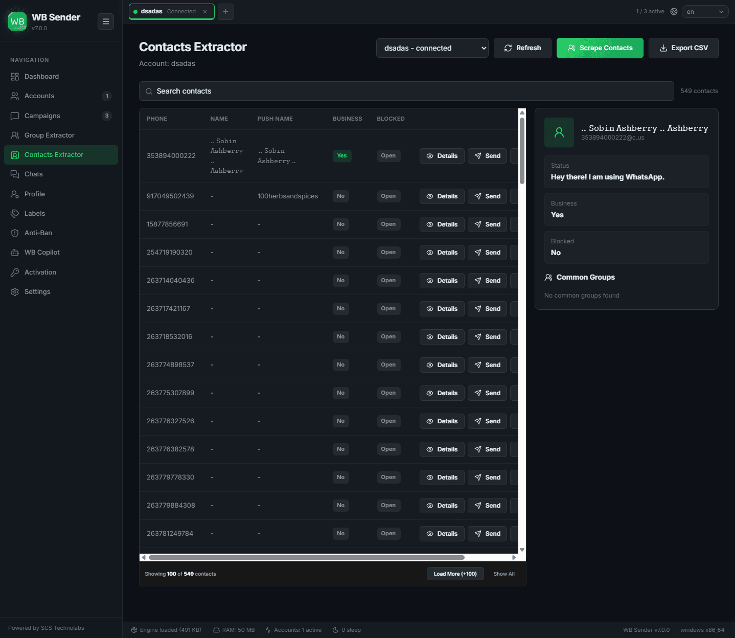 Contact Detail Panel