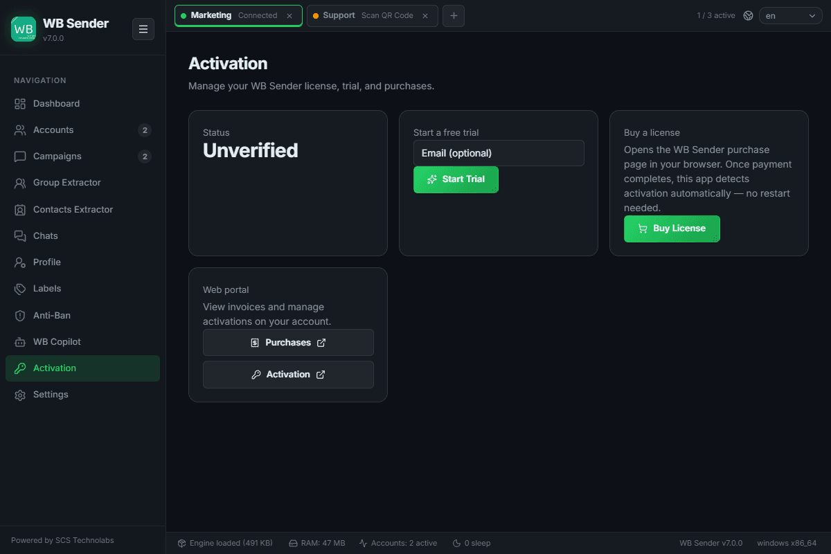Start Trial form